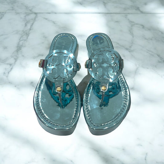 TORY BURCH MILLER MIRRORED METALLIC SANDALS